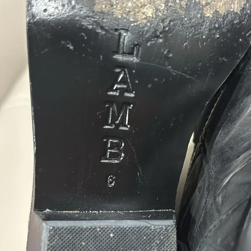 L.A.M.B. Gwen Stefani Memento Black Textured Bootie Croc Embossed sz 6